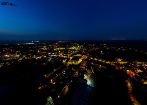 Panoramic aerial view of the town during the night
