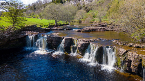 Aerial photo of the waterfall in Yorkshire