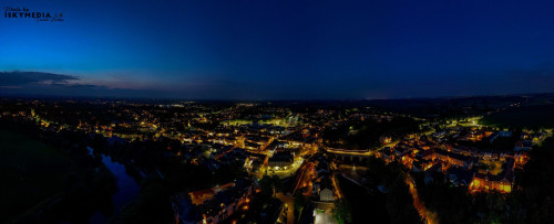 Panoramic aerial view of the town during the night